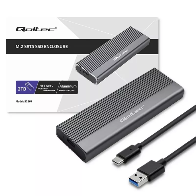 Qoltec obudowa na dysk SSD M.2 SATA (NGFF), USB-C