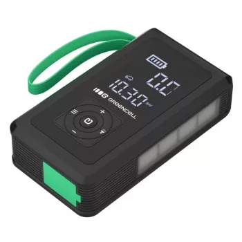 Power bank zielony Cell CJSGC03 8000 mAh Li‑Ion, wyświetlacz OLED, USB‑C i USB‑A, wyjście 500 mA, wbudowana latarka
