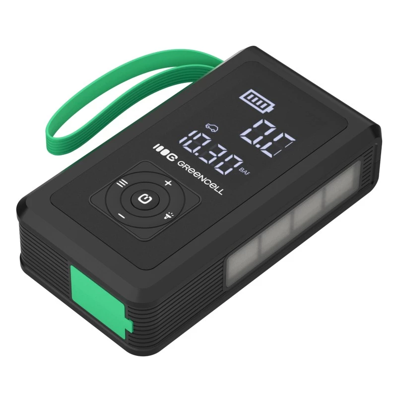 Power bank zielony Cell CJSGC03 8000 mAh Li‑Ion, wyświetlacz OLED, USB‑C i USB‑A, wyjście 500 mA, wbudowana latarka