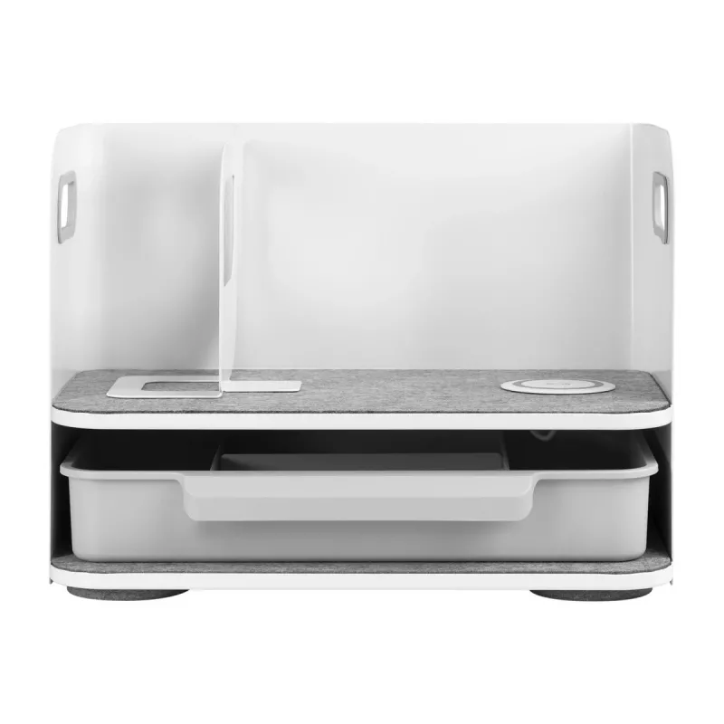 Organizer na biurko z szufladą i ładowarką bezprzewodową Ergo Office, biały, max. 10kg, ER-441