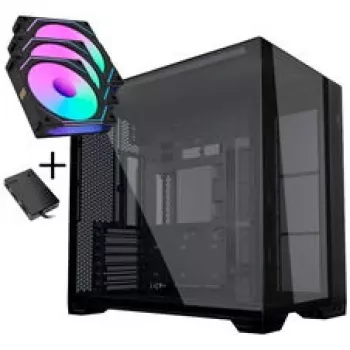 Lian Li O11 Vision Compact PC-Enclosure Bundle + 3x UNI FAN SL-INF 120 Reverse Blade Fan - czarny