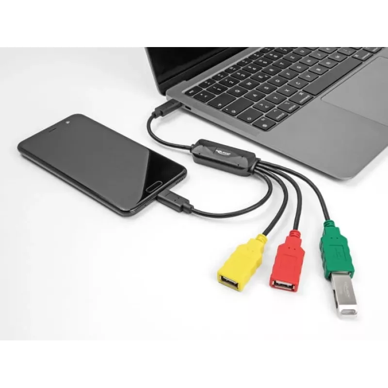 DeLOCK 4-portowy koncentrator kablowy USB 2.0 USB Type-C na 3 x USB-A żeński + 1 x USB-C męski