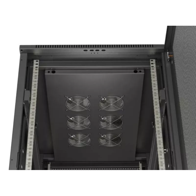 19-calowa szafa rack LANBERG FF01-6022-23B, 22U, 600×1000 mm, czarna, drzwi perforowane