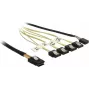Wewnętrzny kabel Mini SAS na 4×SATA DELOCK 1 m — Mini SAS SFF-8087 na 4×SATA 7-pin, czarny/srebrny/żółty