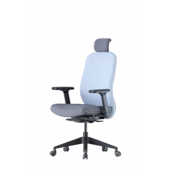 Up Up Athene ergonomiczne krzesło biurowe Czarna, Szara + Niebieska tkanina