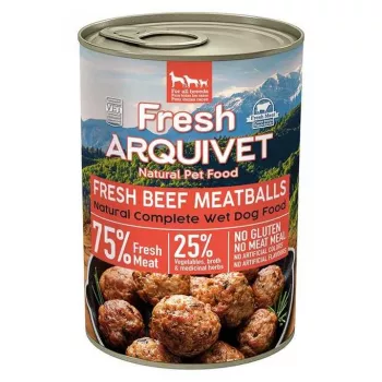 Mokra karma dla psa ARQUIVET ARQUIVET Świeże klopsiki wołowe w sosie 400 g, pełnoporcjowa karma dla dorosłych psów, bezzbożowa
