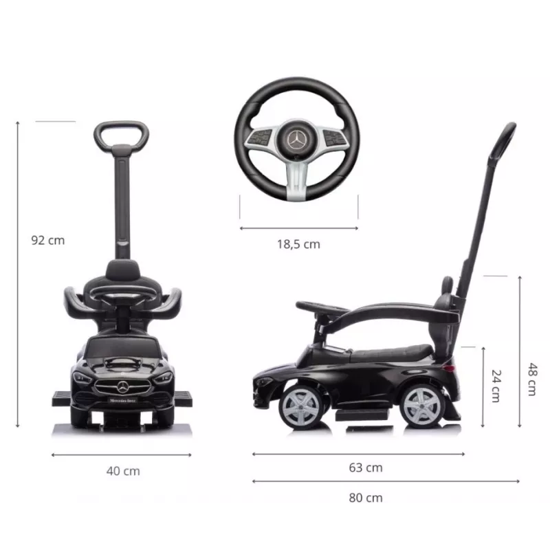 Samochodzik do pchania milly mally Mercedes C-Class Czarny, model 6107