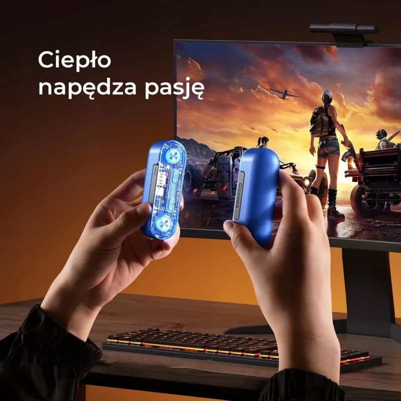 Przenośny grzejnik elektryczny Ocoopa UT4103 — ładowalny podgrzewacz do rąk, 4 poziomy ciepła, 10000 mAh, aluminium, niebieski