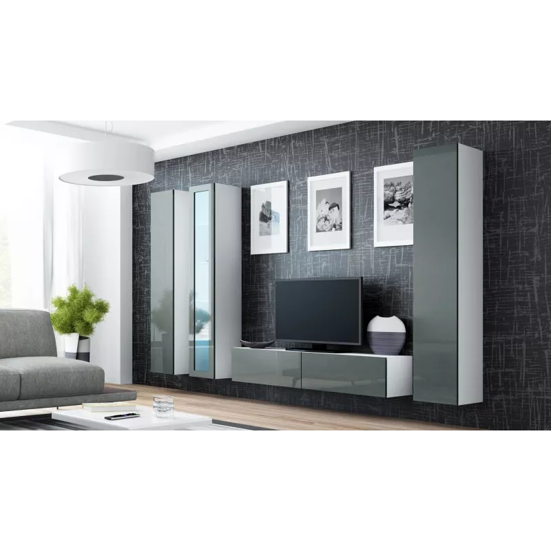 Cama stojak TV VIGO 140 30/140/40 biały/szary połysk