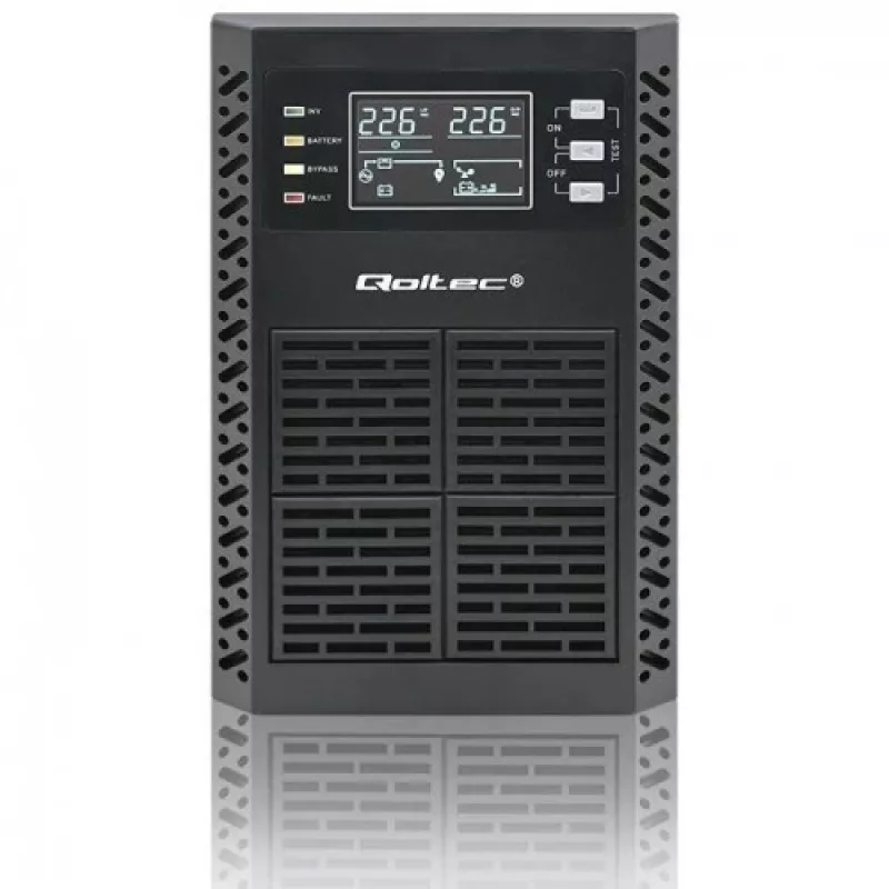 Qoltec 52281 zasilacz awaryjny (UPS) Online 2 kVA 2000 W 3 gniazda wyjściowe