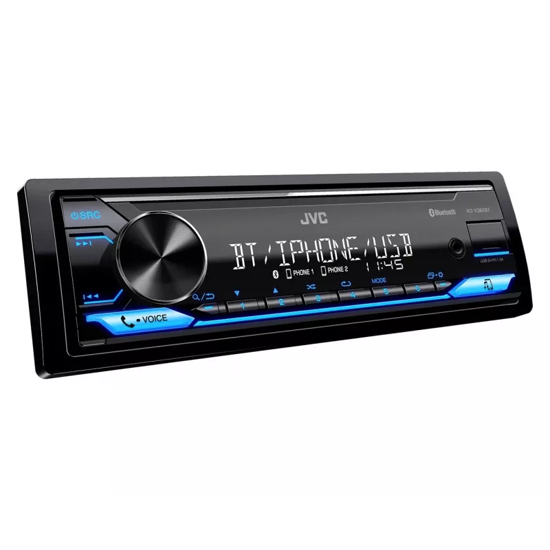 Radio samochodowe JVC KDX-382BT z Bluetooth i USB — pojedynczy DIN, wejście AUX, tuner FM