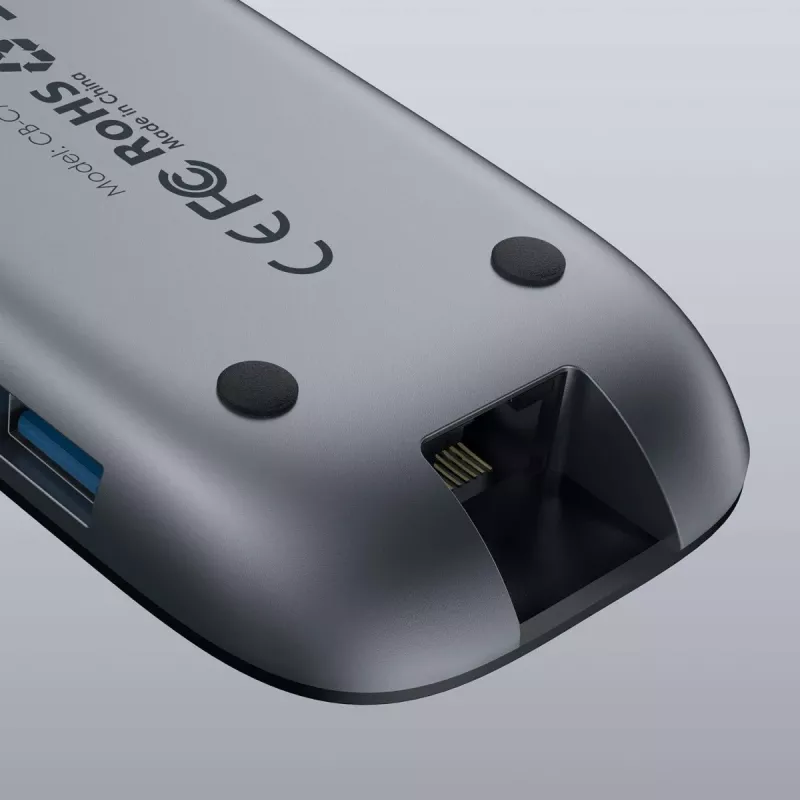 Stacja dokująca do laptopa AUKEY CB-C71 — 3x USB‑C (USB 3.2 Gen1), HDMI, RJ‑45, MicroSD, USB PD 100 W, kabel 0,15 m, czarna
