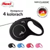 Smycz automatyczna Flexi Classic 5 m Czarna dla psów średnich, linka, maks. obciążenie 20 kg, elementy odblaskowe