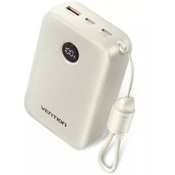 Power Bank Vention 20000mAh 22.5W — 2× USB‑C, 1× USB‑A, Beżowy