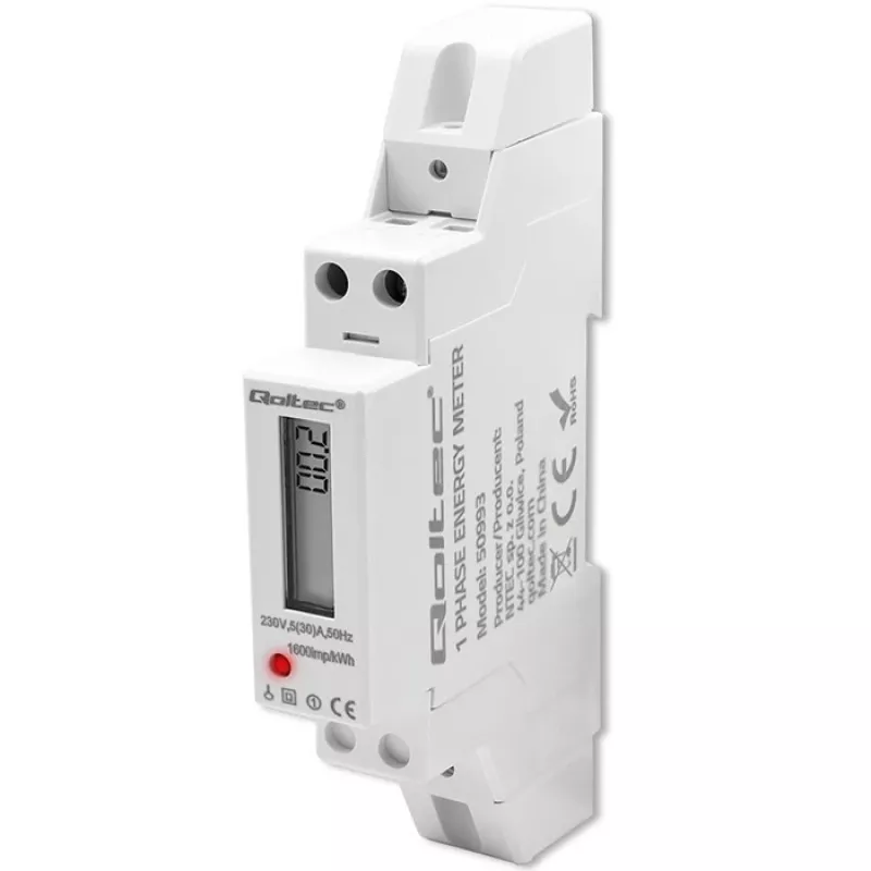 Jednofazowy licznik elektroniczny QOLTEC 50993 230V 30A