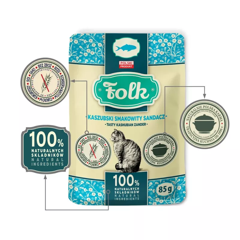 FOLK Tasty Kashubian zander - mokra karma dla kota - 85g