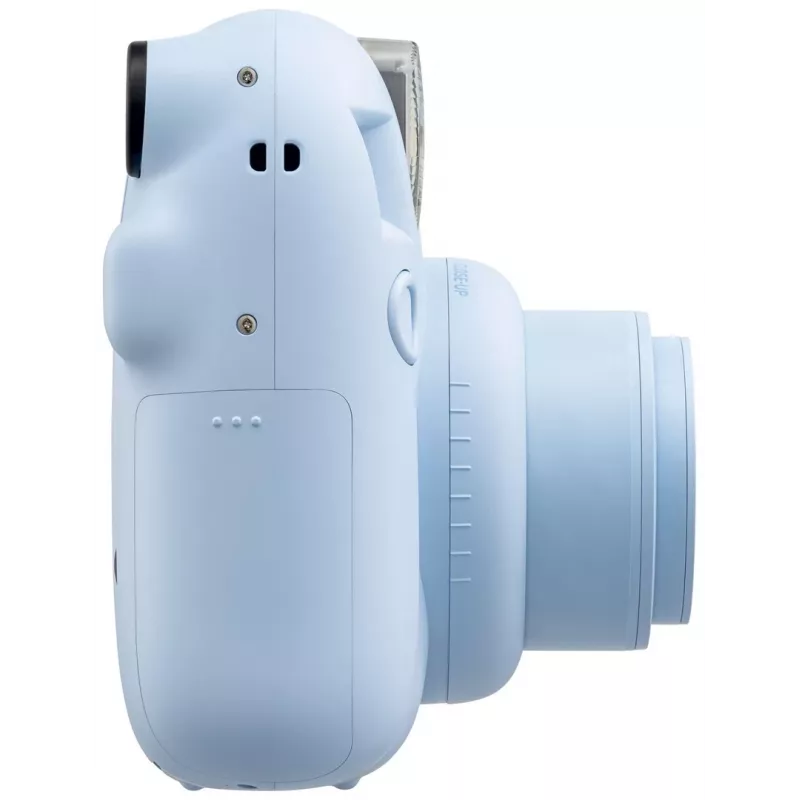 Aparat natychmiastowy Fujifilm Instax Mini 12 niebieski — wydruki 86 x 54 mm, ogniskowa 60 mm, migawka elektroniczna