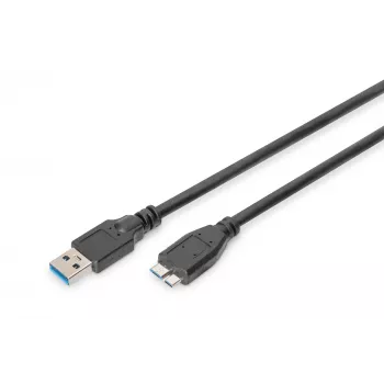 Kabel ASSMANN SuperSpeed USB 3.0, wtyk USB A – wtyk micro USB B, Cu AWG 28, podwójnie ekranowany, dł. 1,0 m (AK-300116-010-S)