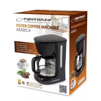 Ekspres przelewowy ESPERANZA EKC005 — zbiornik na wodę 1,8 l, czarny, 950 W