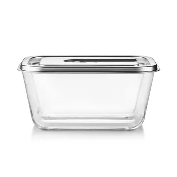 Szklany pojemnik próżniowy Caso z plastikową pokrywką | VacuBoxx Stal nierdzewna XL | Przezroczysty
