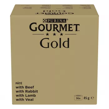 Mokra karma dla kota Purina Nestlé GOURMET Gold Mus Mix — 96 x 85 g, 4 smaki, dla dorosłych kotów, 77,5% wilgotności