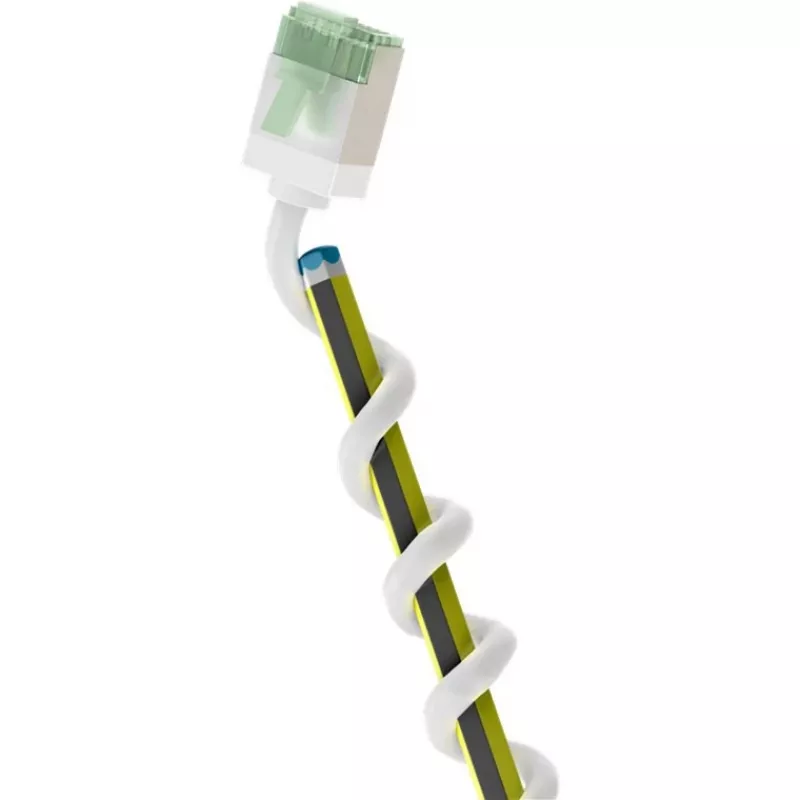 Ultra-elastyczny kabel krosowy Cat.8.1 cienki, U/FTP (biały, 5 metrów, bardzo krótka wtyczka)