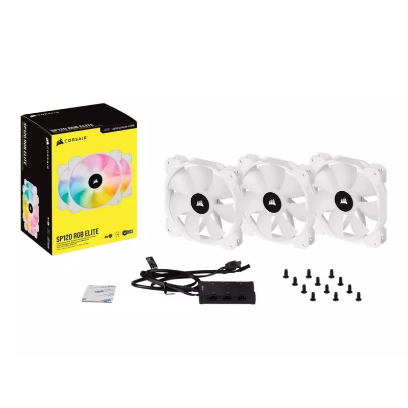 Corsair iCUE SP120 RGB ELITE Performance 120 mm biały PWM ARGB potrójny zestaw wentylatorów do obudowy