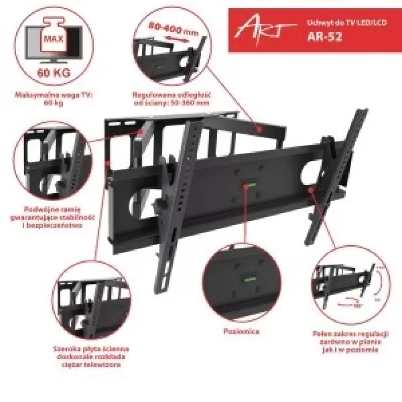 Uchwyt do telewizora LCD/LED 14-42 inch 35KG ART AR-44