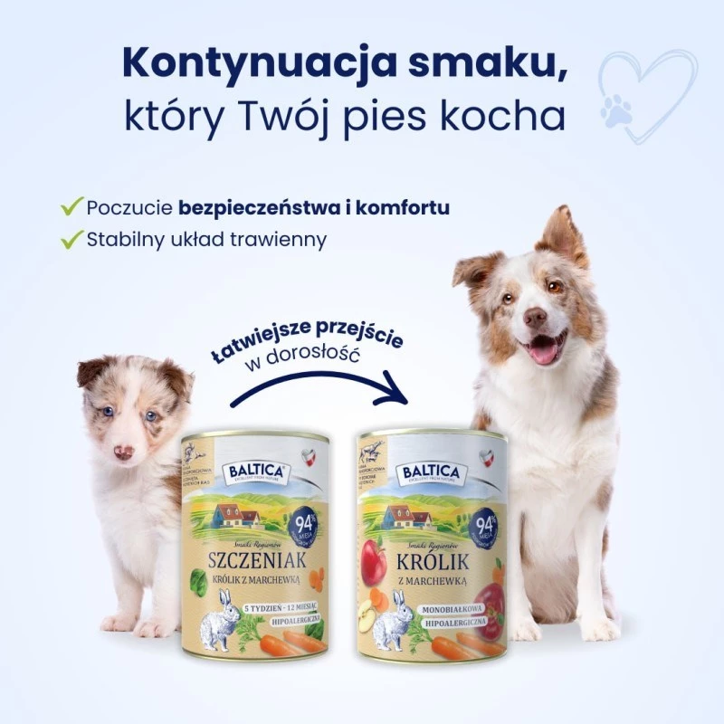 BALTICA regional flavours Szczenię Królik z marchewką - karma mokra dla psów - 400g