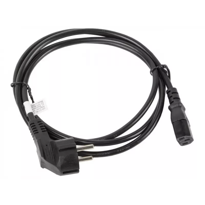 Kabel zasilający LANBERG CA-C13C-11CC-0018-BK — 1.8 m, złącze C13 do CEE7/7, kątowe C13