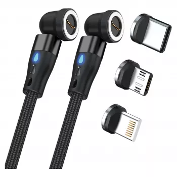 Kabel USB RealPower MagneticCharge2 1m Czarny Szybkie Ładowanie Transfer Danych