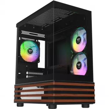 Mikro obudowa PC Thermaltake View 170 WS ARGB — Obudowa Micro, czarna, obsługa zasilacza PS2, 2x wentylator boczny 120 mm + 1x wentylator tylny 120 mm, dysk HDD 2,5/3,5 cala