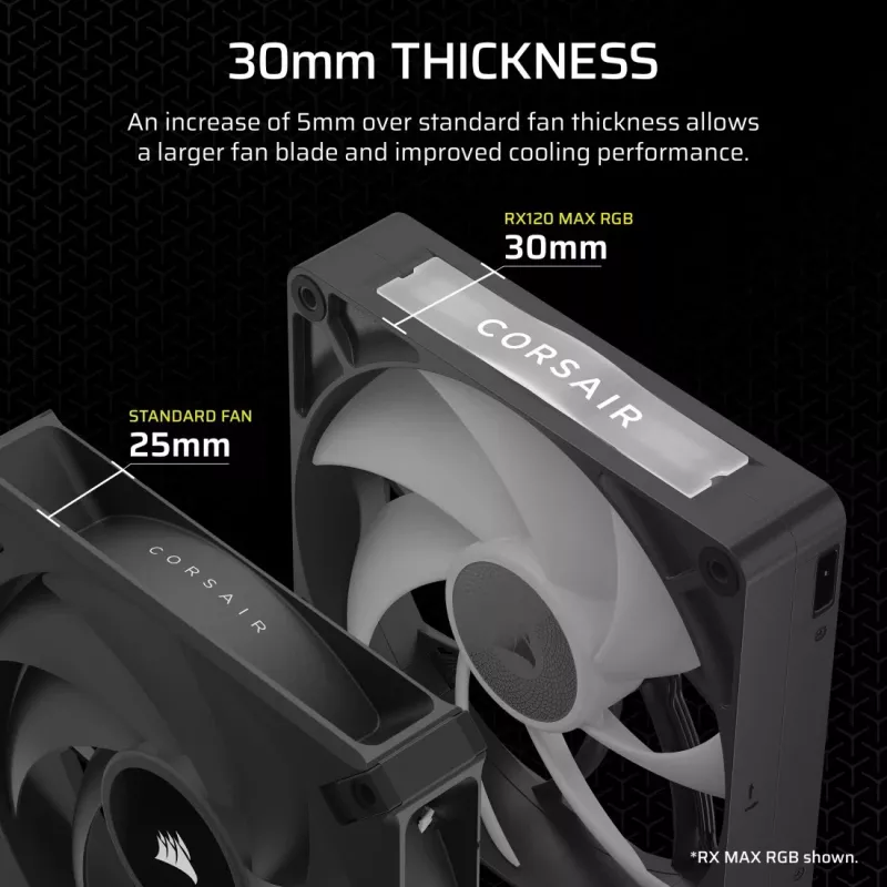 Corsair iCUE LINK RX120 MAX ARGB wentylatory do obudowy 120 mm, zestaw 3 szt., czarny