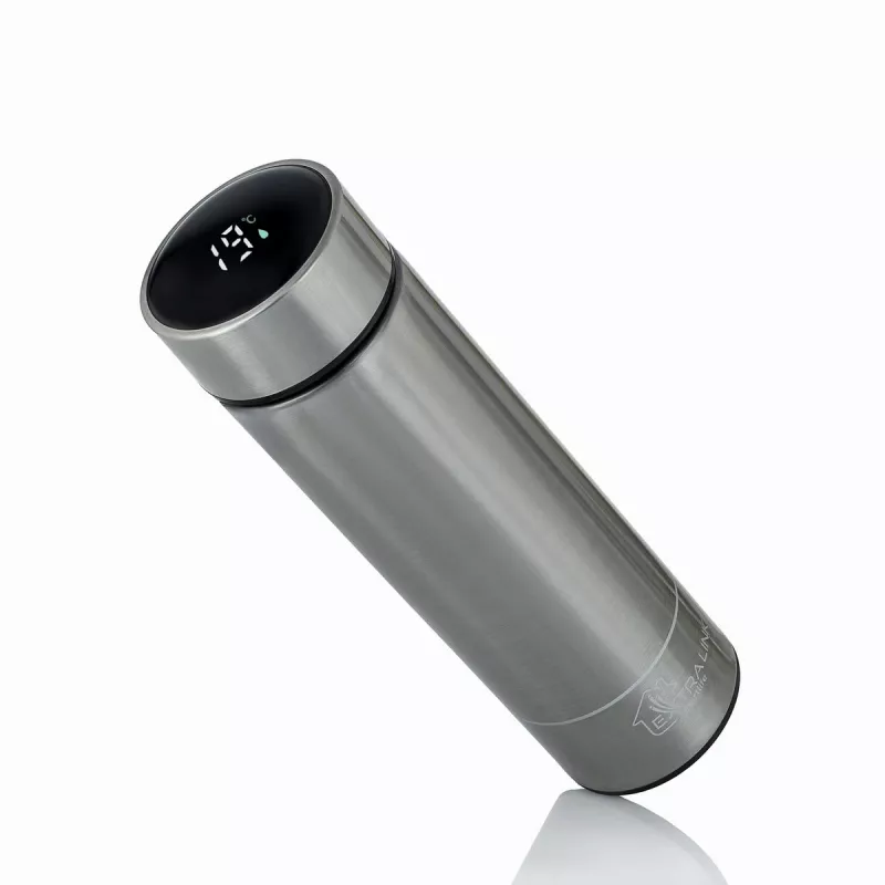 Extralink Smart Travel Mug srebrny, Termiczny kubek z wyświetlaczem LED