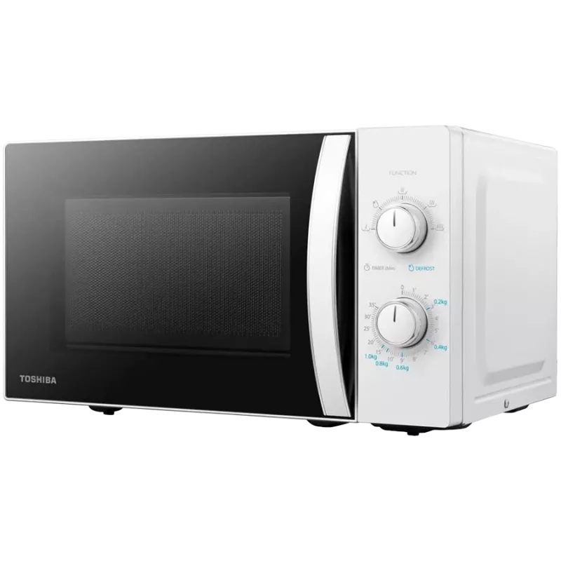 Kuchenka mikrofalowa, pojemność 20 l, sterowanie mechaniczne, 800 W, 5 poziomów mocy, oświetlenie LED, rozmrażanie, sygnał zakończenia gotowania, kolor: Biały