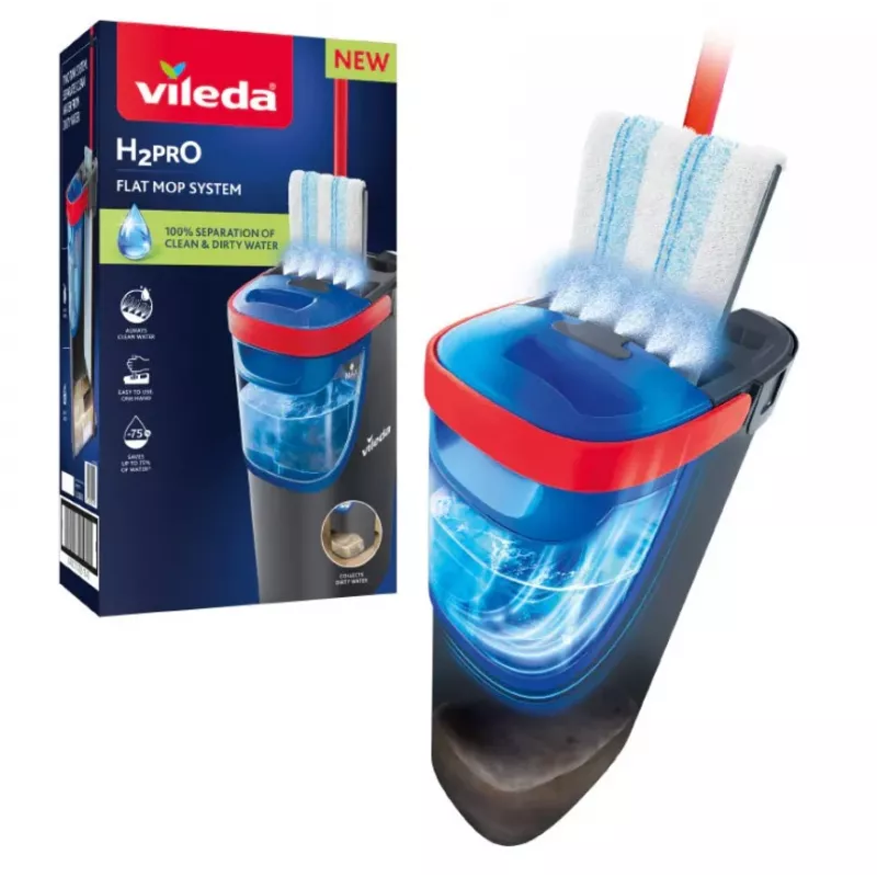 Mop VILEDA Microfibre 1200 ml na mokro, obrotowa głowica 360°, drążek 140,5 cm, zdejmowana głowica do prania w pralce
