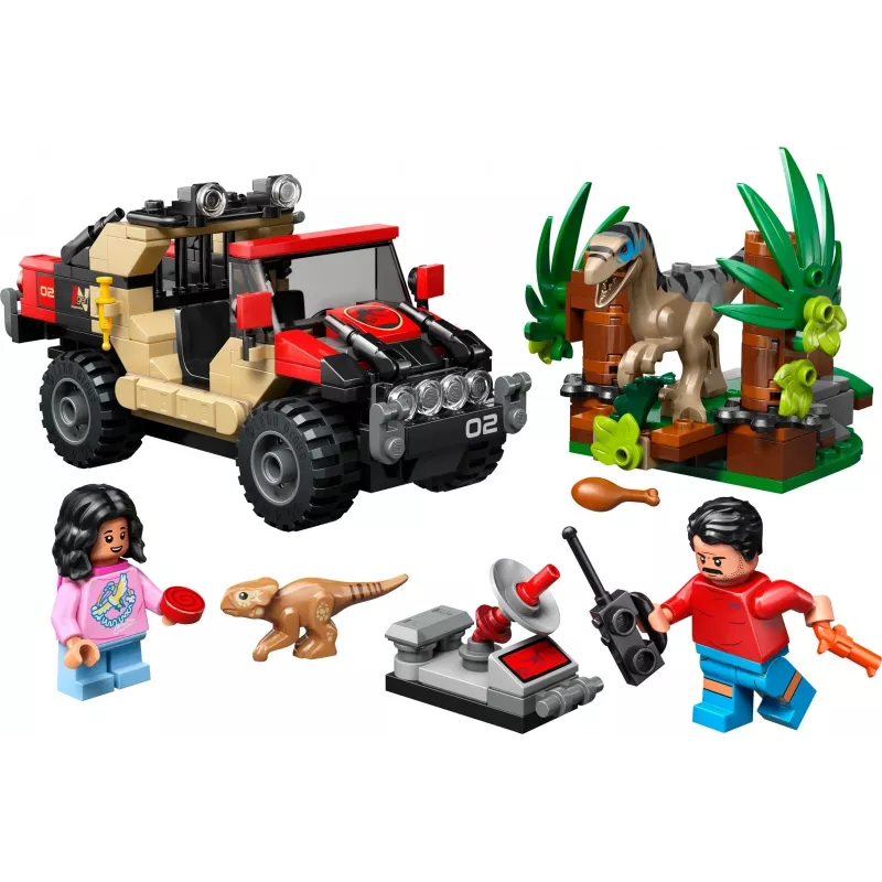 Zestaw konstrukcyjny LEGO Jurassic World 76972 Ucieczka raptora w terenie, 285 szt., 2 minifigurki, wiek 6+