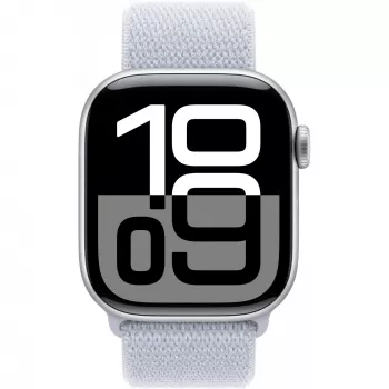 Apple Watch Series 10 koperta aluminiowa GPS + Cellular 42 mm srebrna sportowa pętla niebieski obłok