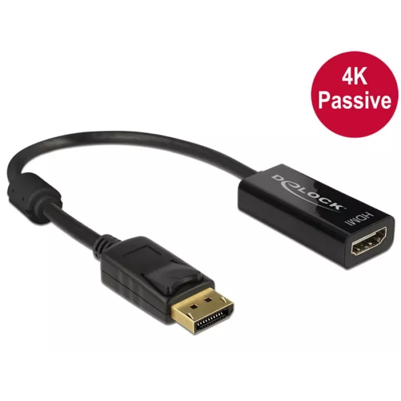 DeLOCK - Adapter wideo/audio - DisplayPort / HDMI - DisplayPort (M) - HDMI, 19-pin (W) - 20cm - (DisplayPort 1.2) - Czarny (62609)