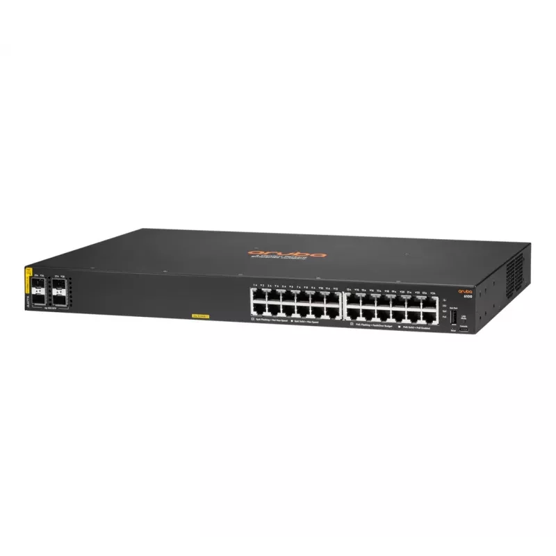 HPE Aruba Networking CX 6100 24G Class4 PoE 4SFP+ 370W Zarządzany L3 Gigabit Ethernet (10/100/1000) Power over Ethernet (PoE) 1U Czarny