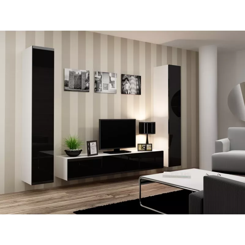 Cama pełna Szafka VIGO '180' 180/40/30 biały/czarny połysk