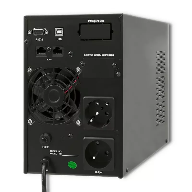 Qoltec 53042 zasilacz awaryjny (UPS) Online (podwójna konwersja) 1 kVA 800 W 2 gniazda wyjściowe AC