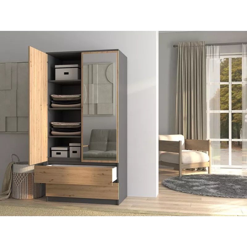 Topeshop SZAFA MALWA AN/AR L bedroom wardrobe/closet 5 shelves 2 drzwi(s)