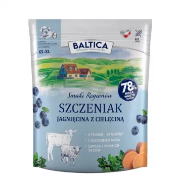 BALTICA smaki regionalne Junior Jagnięcina z cielęciną - sucha karma dla psów - 1 kg