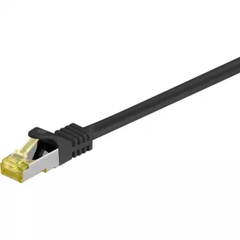 Wentronic Goobay Cat.7 kabel surowy patchcord, S/FTP (PiMF), czarny, 0.5 m - LSZH bezhalogenowy, miedź, wtyk RJ45 (91581)