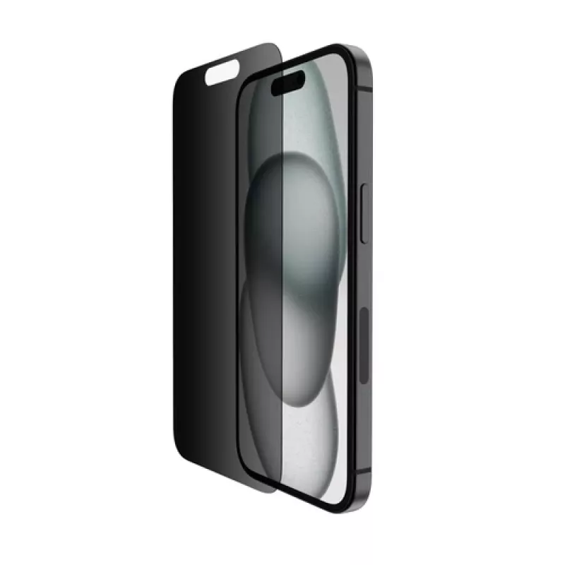 Belkin ScreenForce Pro - ochraniacz ekranu do telefonu komórkowego - 2,5D - szkło - z filtrem prywatyzującym - szkło - do Apple iPhone 14 Pro, 15 (OVA147ZZ)