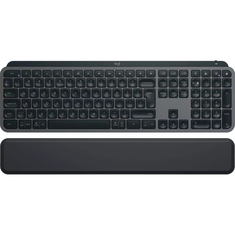 Bezprzewodowa klawiatura pełnowymiarowa Logitech Master MX Keys S — Grafit, Bluetooth i 2,4 GHz (Nano), ładowanie USB-C, podświetlenie, QWERTY US International