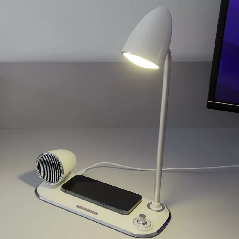 Bezprzewodowa ładowarka biurkowa Tellur TLL151371 z głośnikiem Bluetooth i lampką biurkową