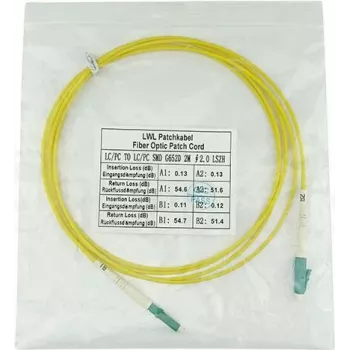 Kabel światłowodowy patchcord BlueOptics SFP2121BU0.5MM 0.5 m LC, jednomodowy G.657.A1, żółty płaszcz