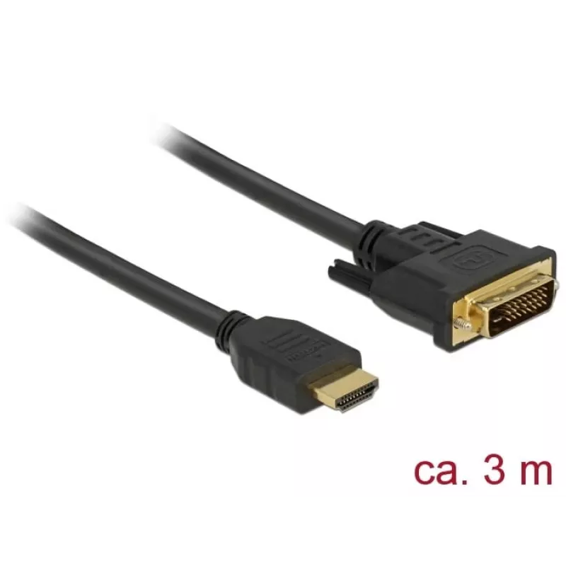 adapter kablowy wideo DeLOCK 85655 3m HDMI Typ A DVI Czarny